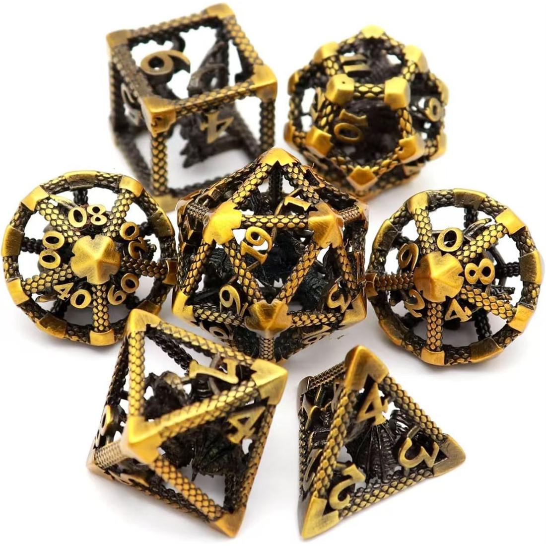 Hollow Dragon Cage Metal Dice Set