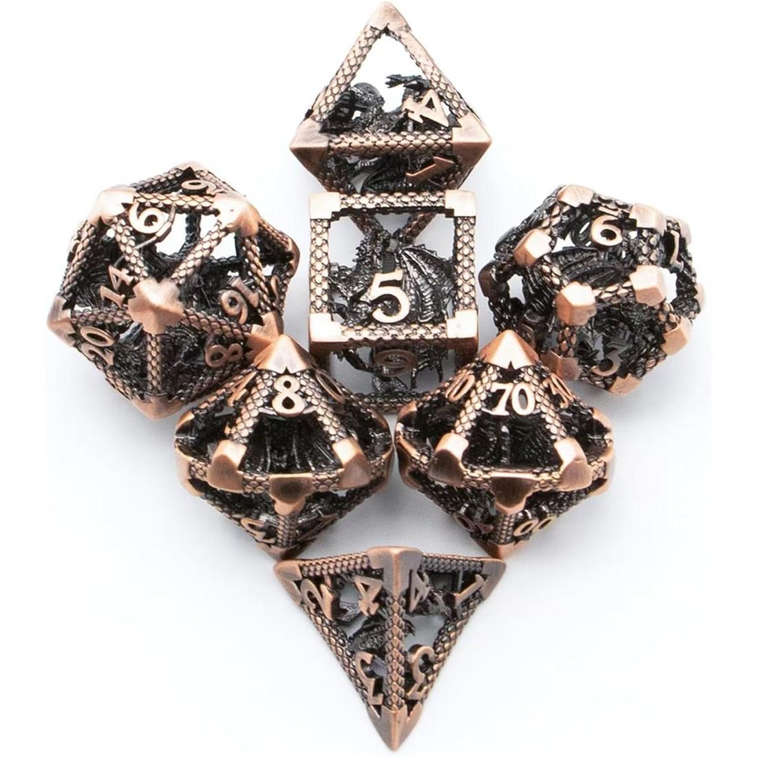 Hollow Dragon Cage Metal Dice Set photo 2