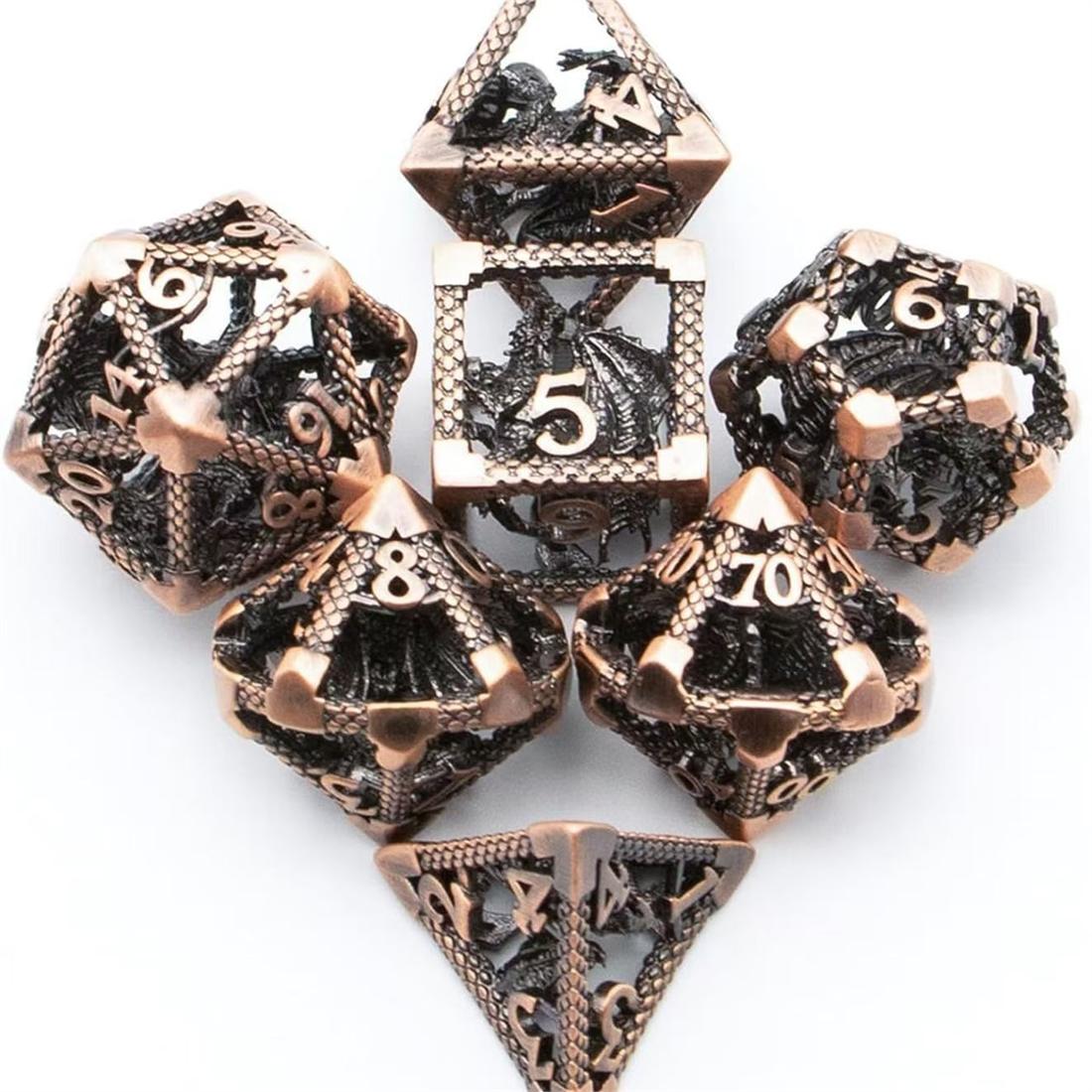 Hollow Dragon Cage Metal Dice Set photo 3