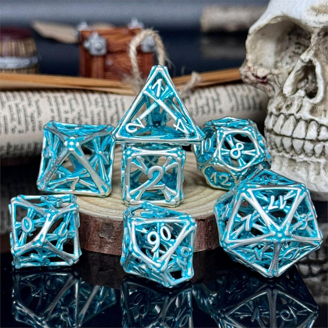 Hollow Arcane Cage Metal Dice Set