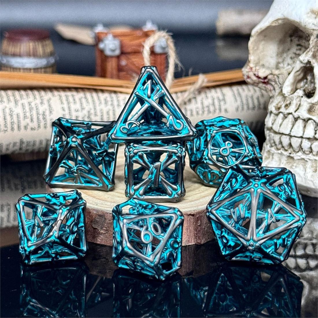 Hollow Arcane Cage Metal Dice Set photo 3