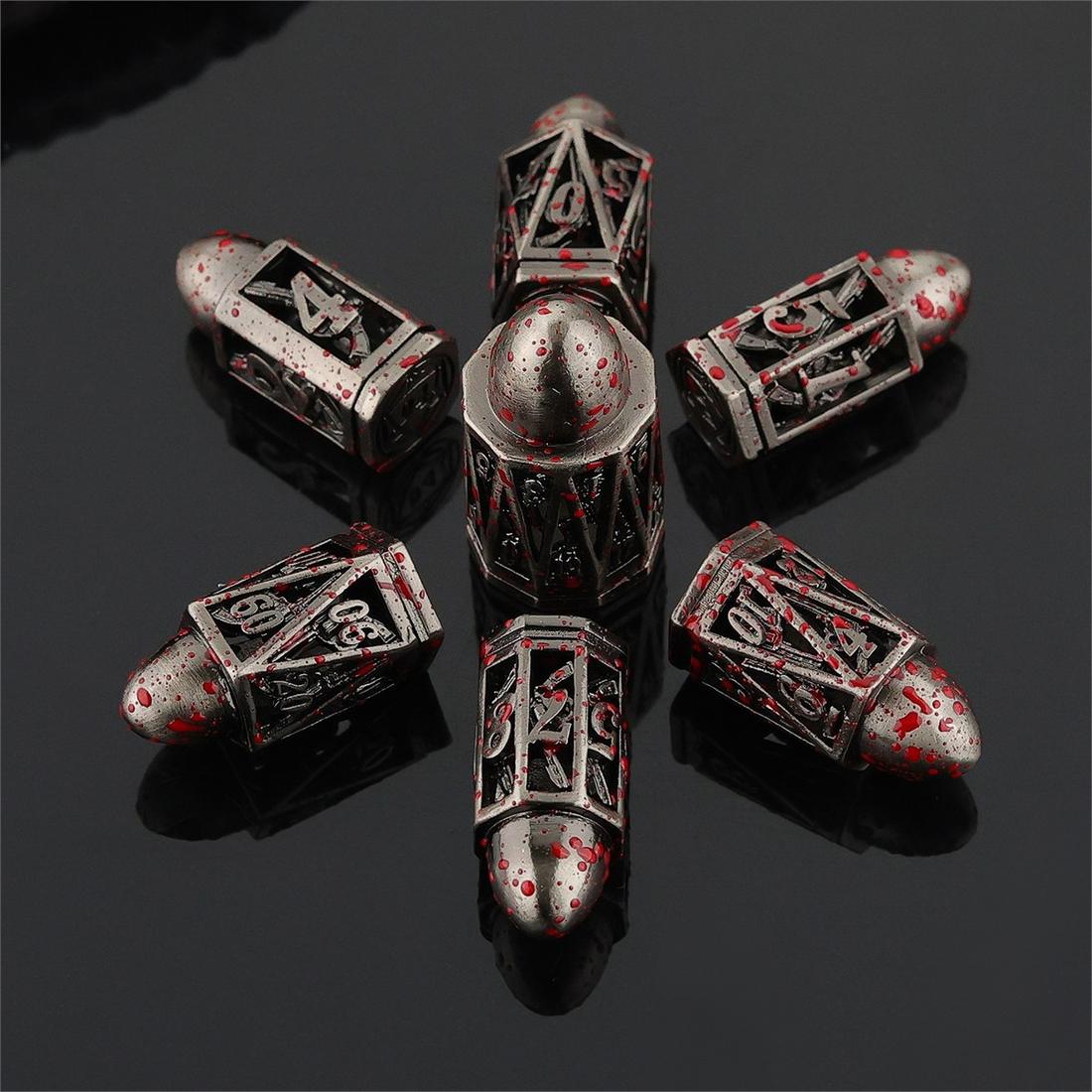 Hollow Bullet Chamber Metal Dice Set