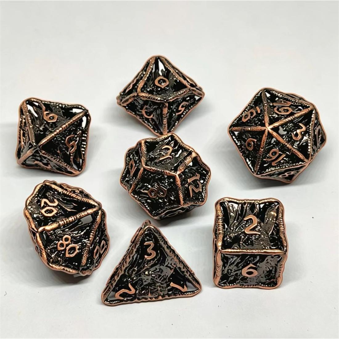 Black Gold Rune Armor Metal Dice Set