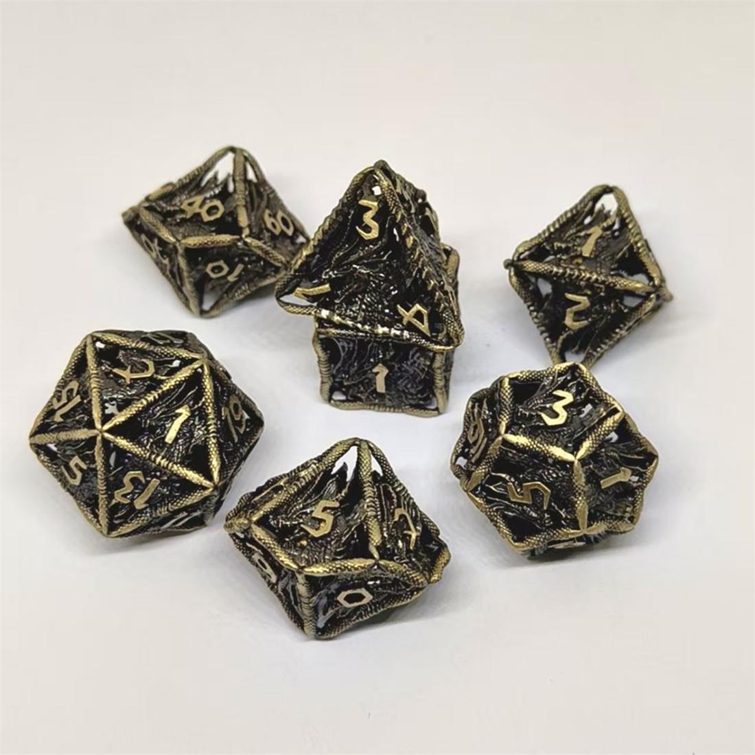 Black Gold Rune Armor Metal Dice Set detail 3