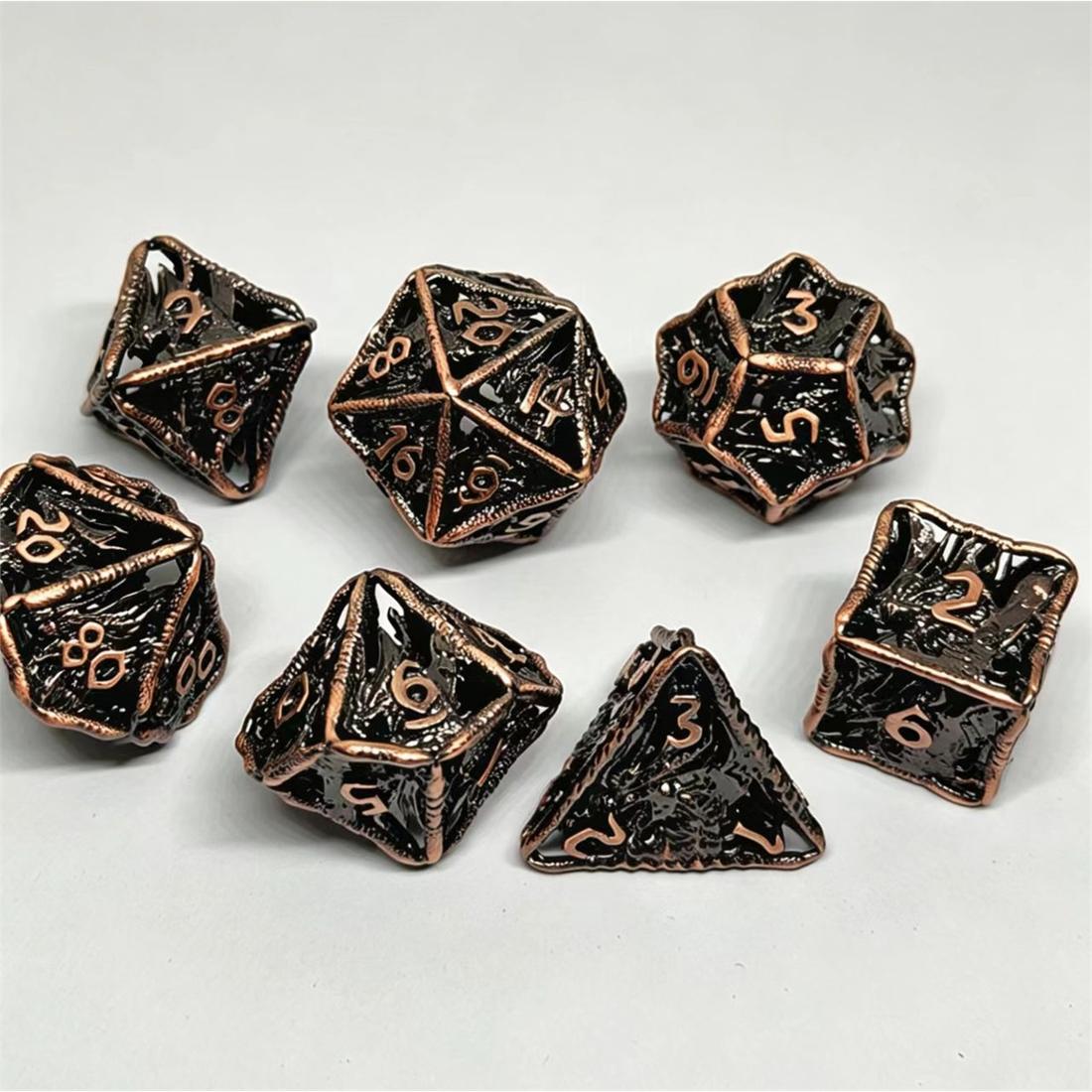 Black Gold Rune Armor Metal Dice Set detail 5