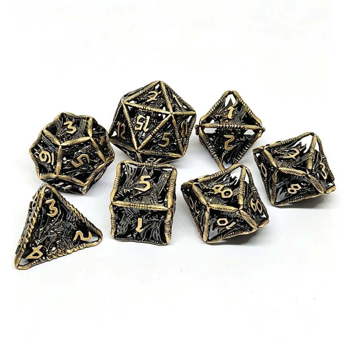Black Gold Rune Armor Metal Dice Set detail 6