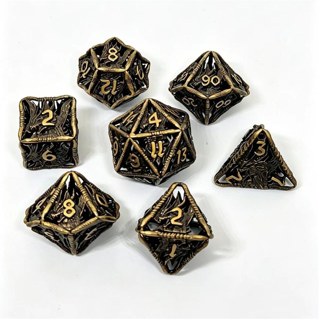 Black Gold Rune Armor Metal Dice Set detail 7