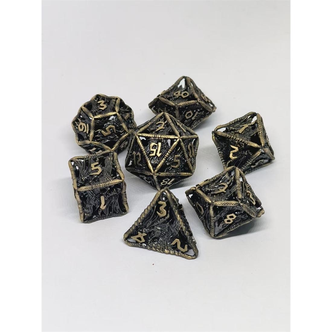 Black Gold Rune Armor Metal Dice Set detail 8