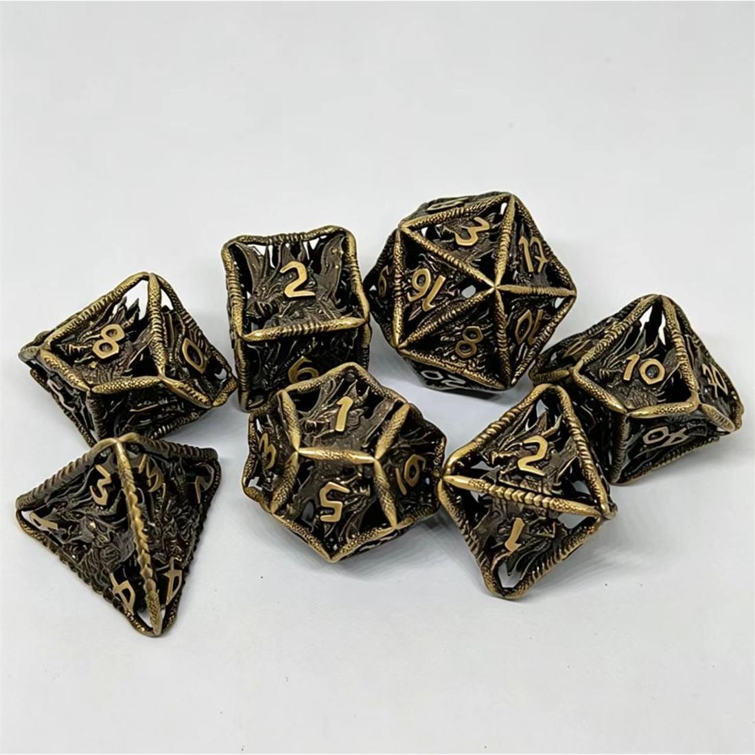 Black Gold Rune Armor Metal Dice Set detail 9