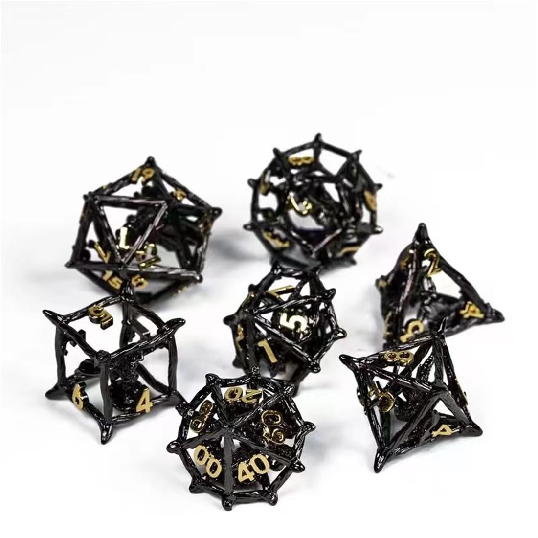 Hollow Ironwood Cage Metal Dice Set detail 2