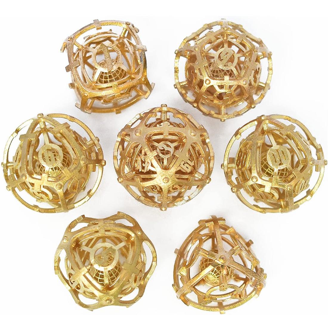 3D Printed Hollow Starweave Metal Dice Set