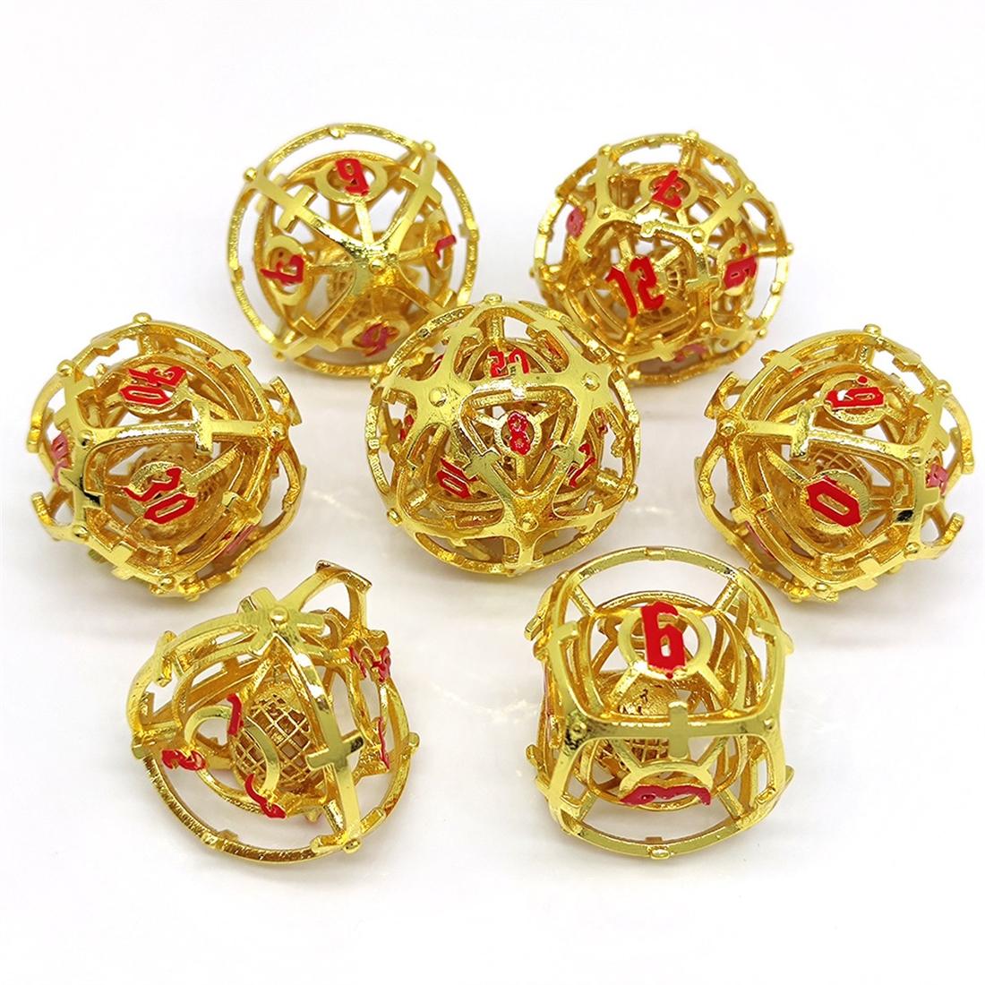 3D Printed Hollow Starweave Metal Dice Set detail 4