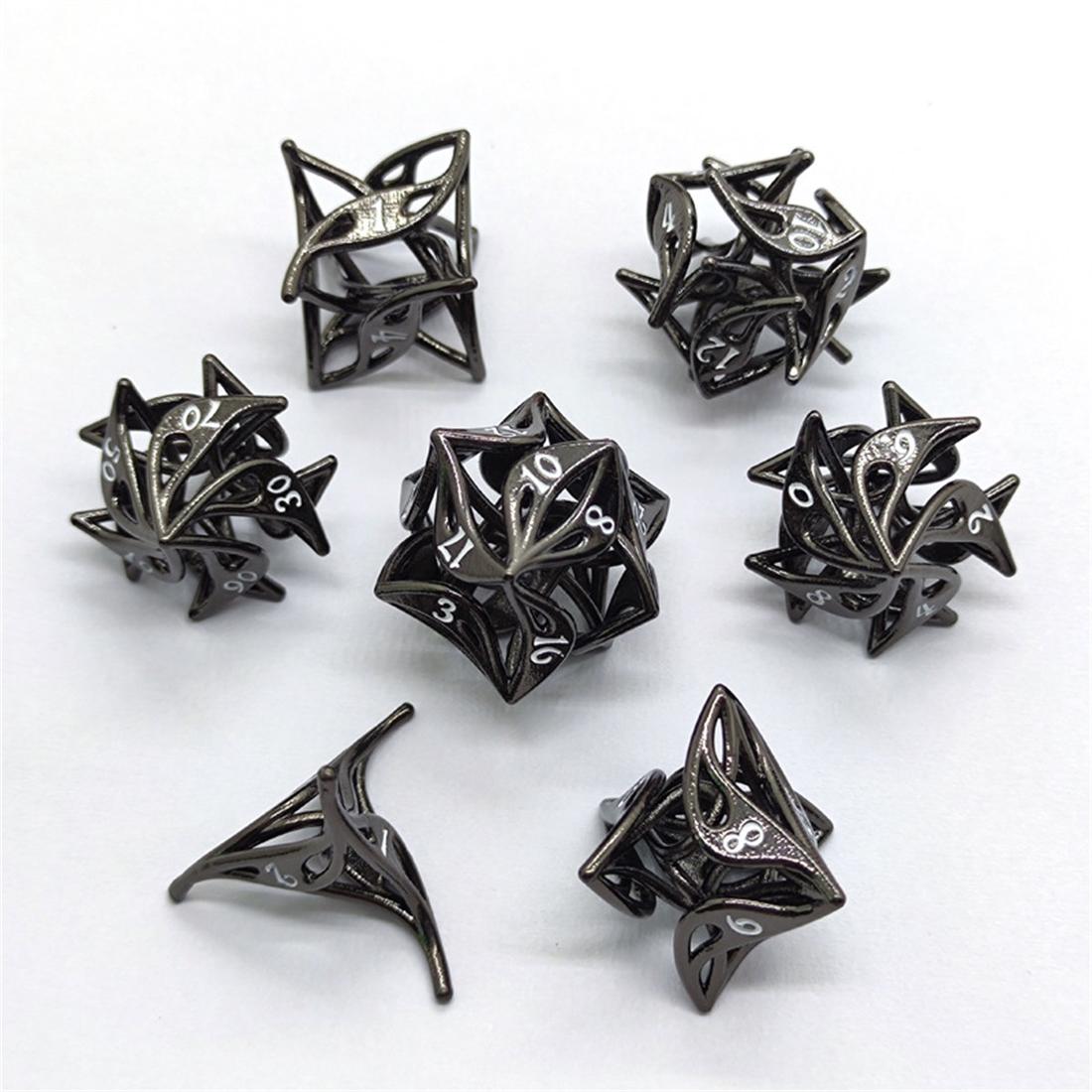3D Printed Hollow Starweave Metal Dice Set detail 6