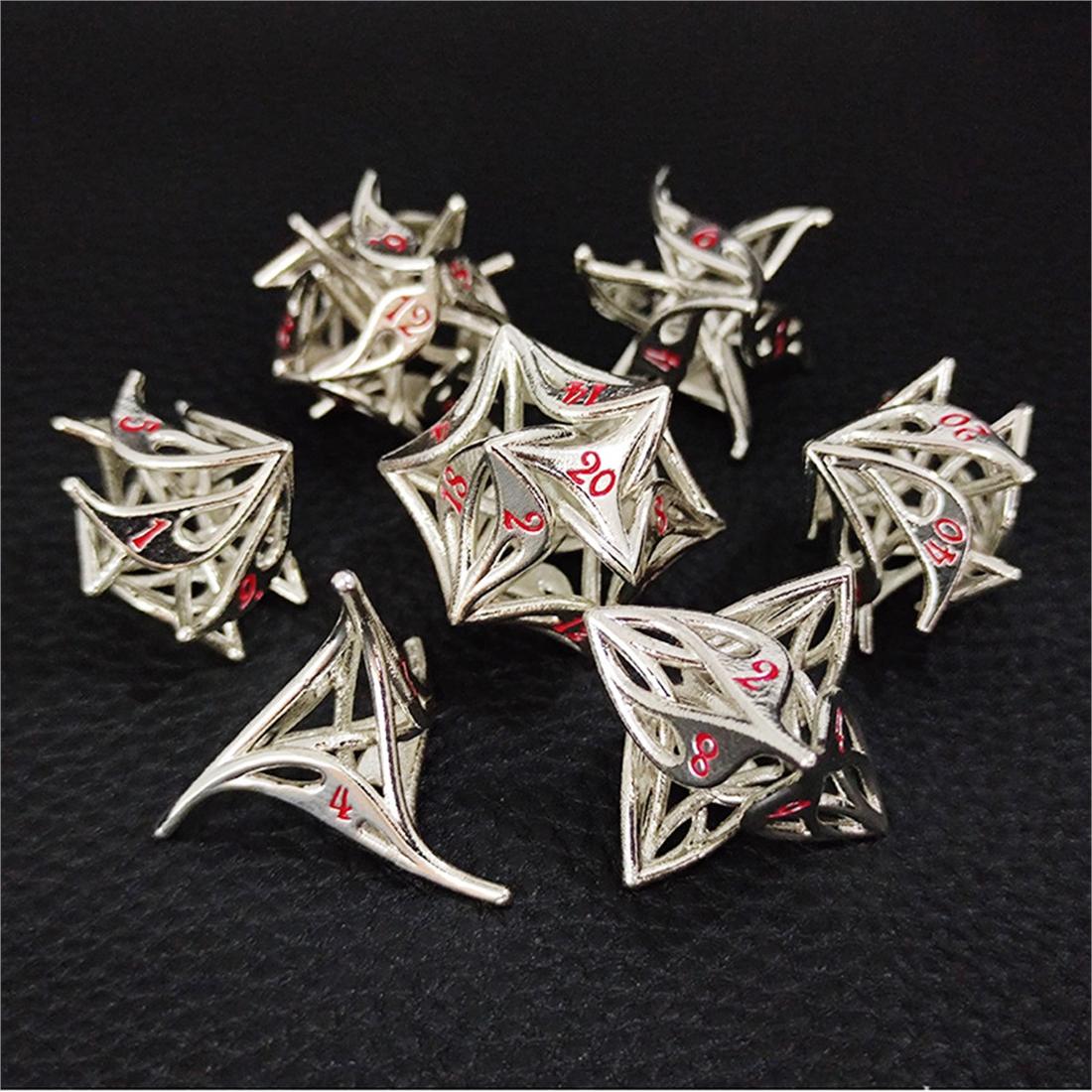 3D Printed Hollow Starweave Metal Dice Set detail 8