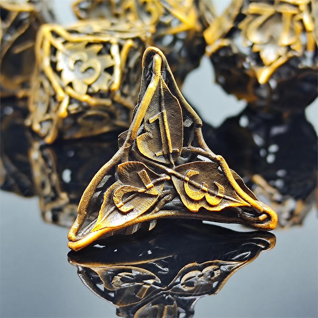3D Printed Hollow Starweave Metal Dice Set detail 10