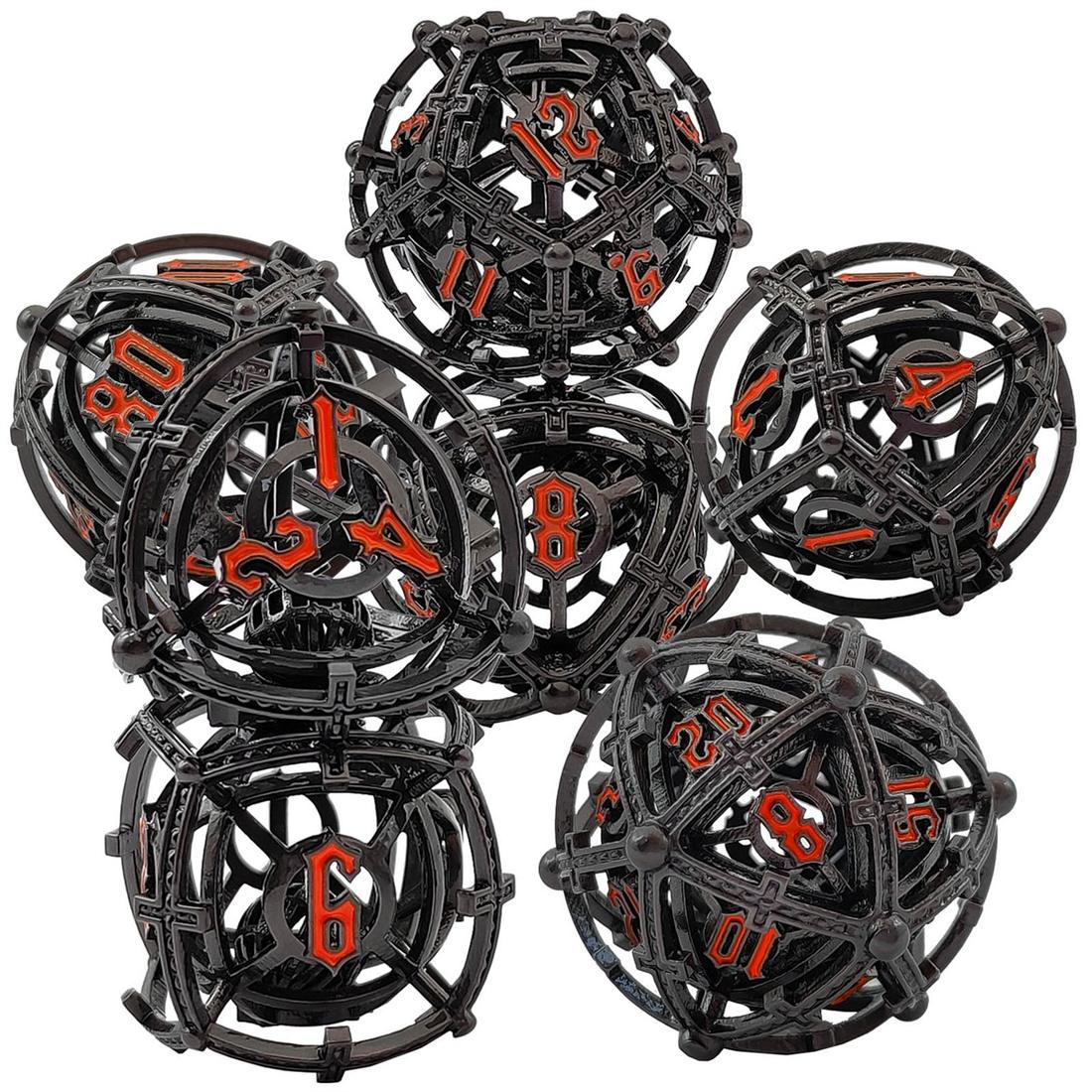 Hollow Orbit Cage Metal Dice Set photo 2