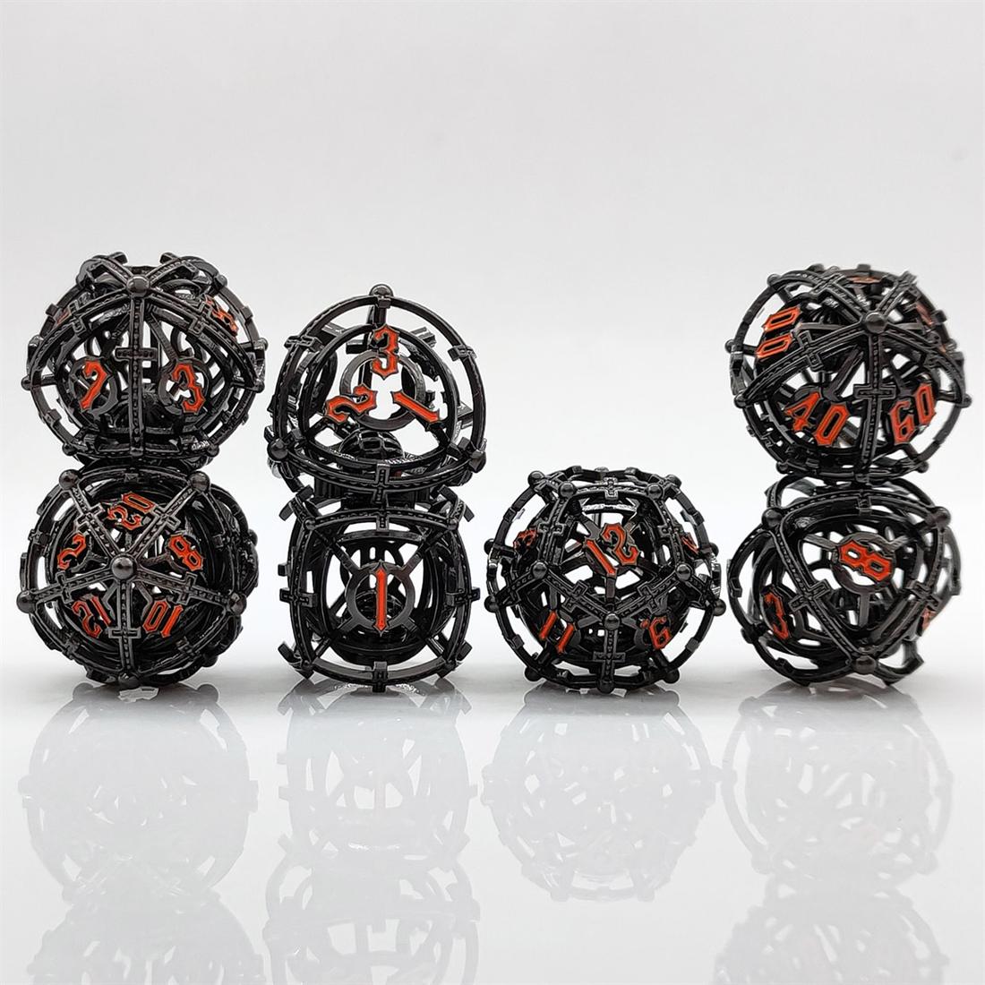 Hollow Orbit Cage Metal Dice Set photo 3