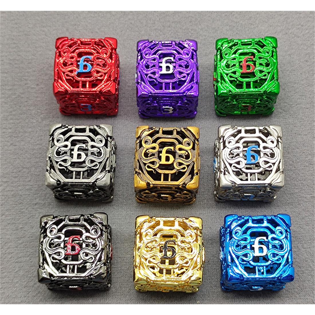 Hollow Filigree Rune Metal Dice Set