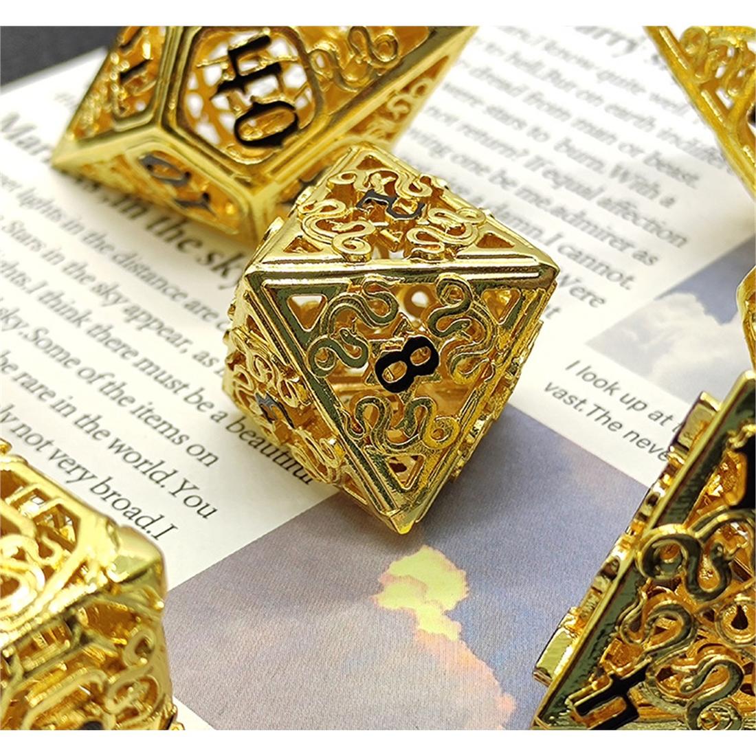 Hollow Filigree Rune Metal Dice Set detail 2