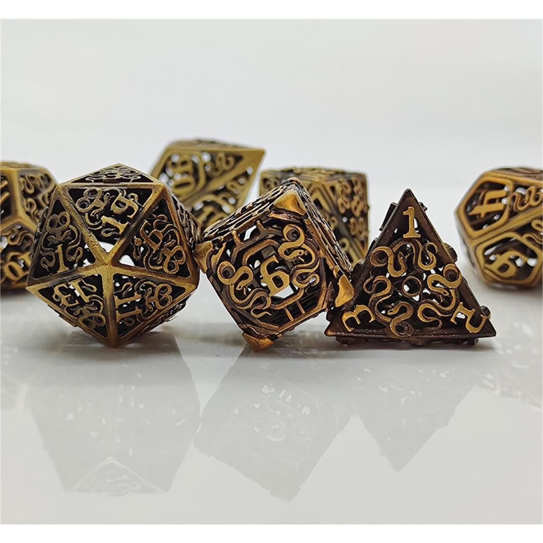 Hollow Filigree Rune Metal Dice Set detail 4
