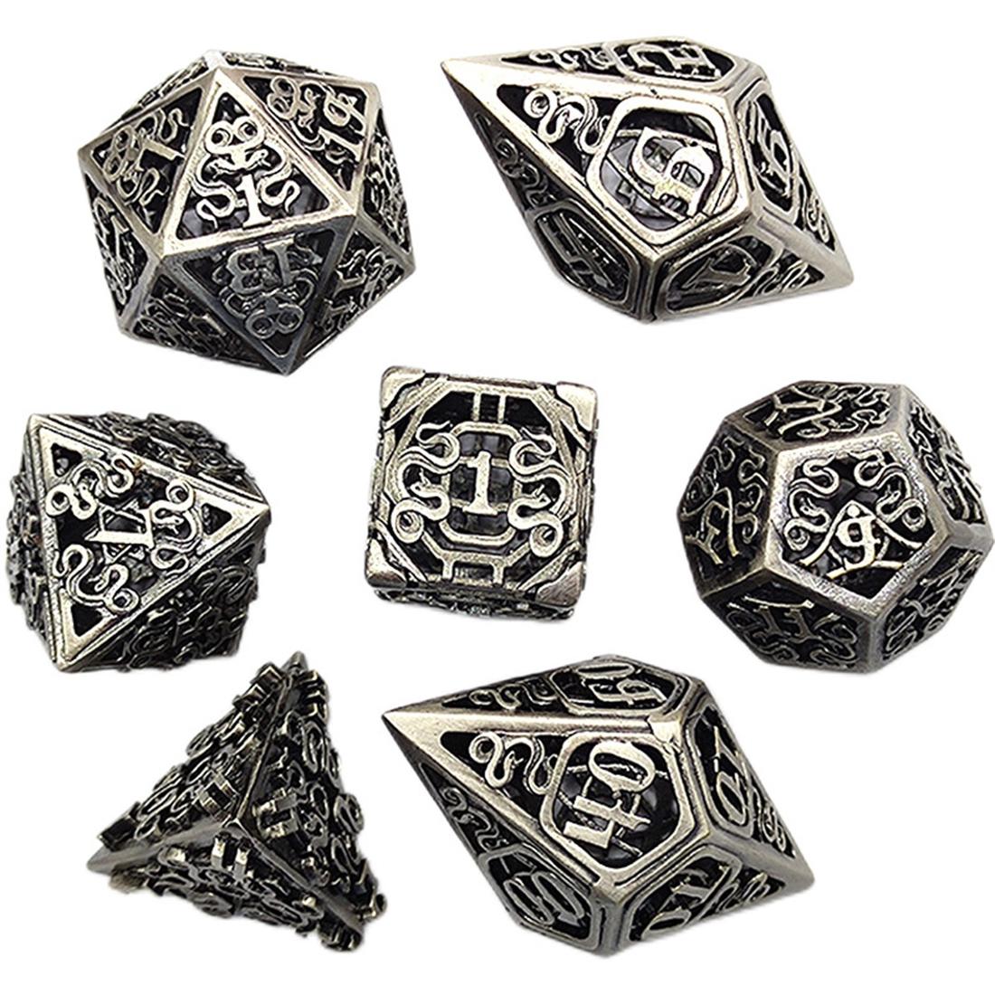 Hollow Filigree Rune Metal Dice Set detail 12