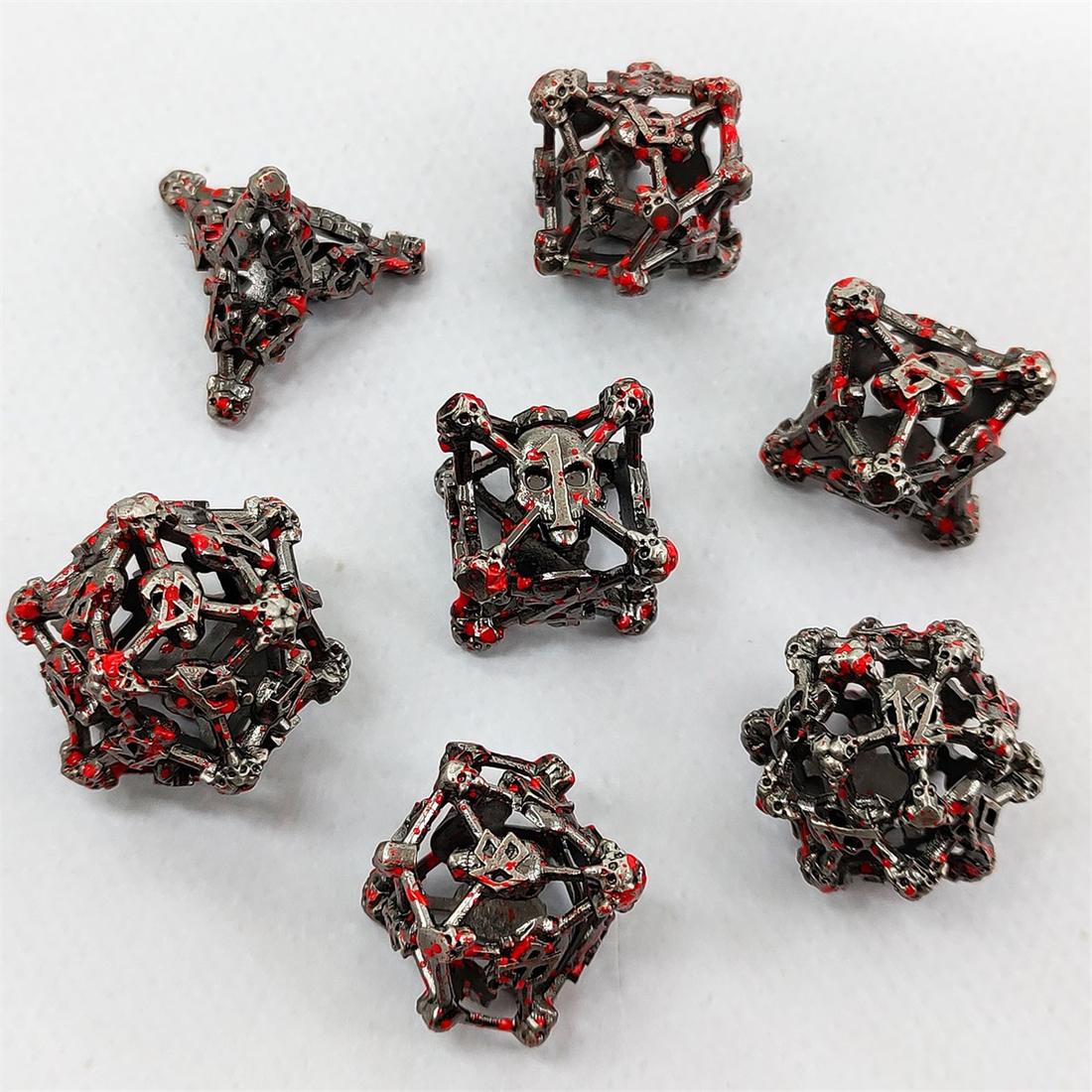Hollow Bone Cage Metal Dice Set