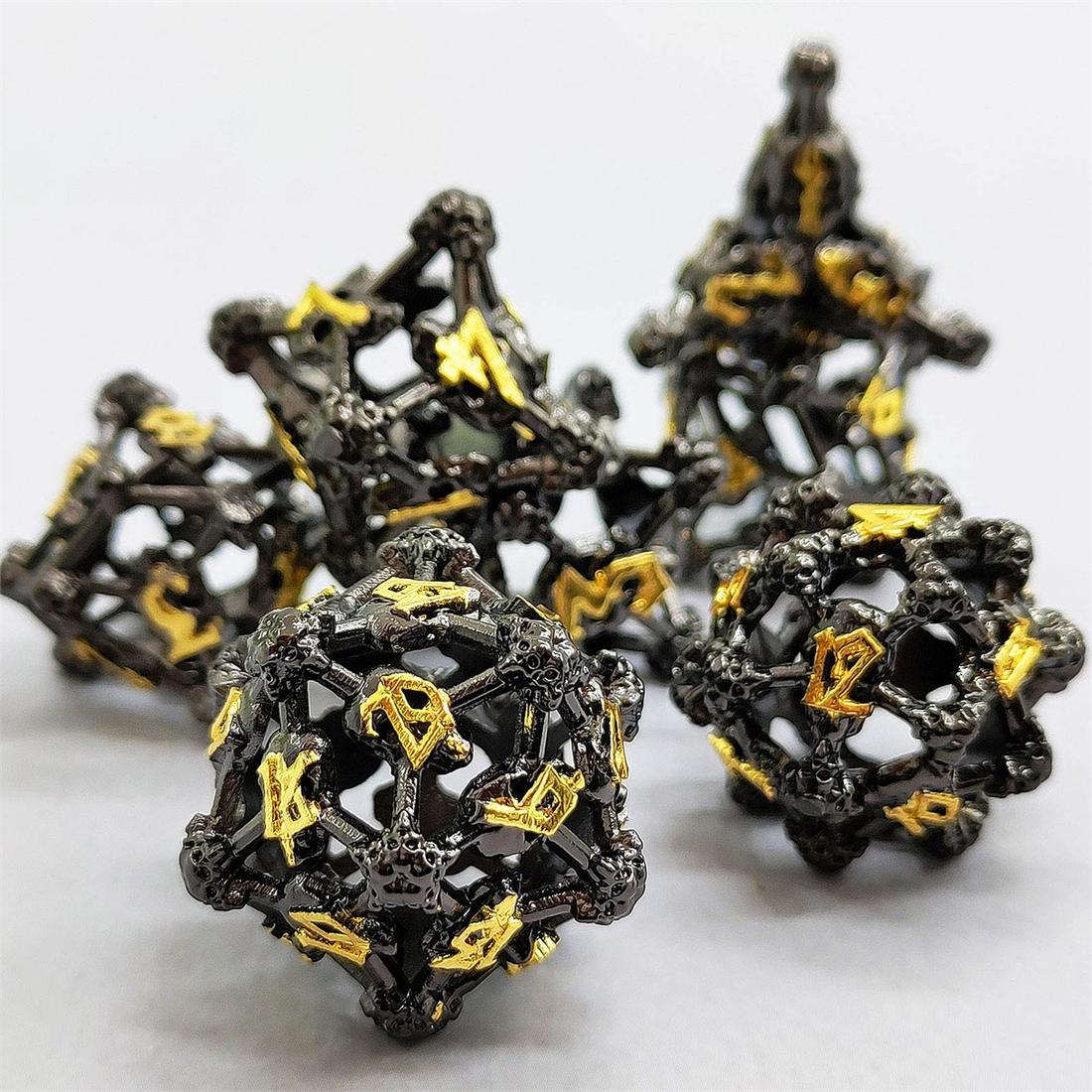 Hollow Bone Cage Metal Dice Set detail 3