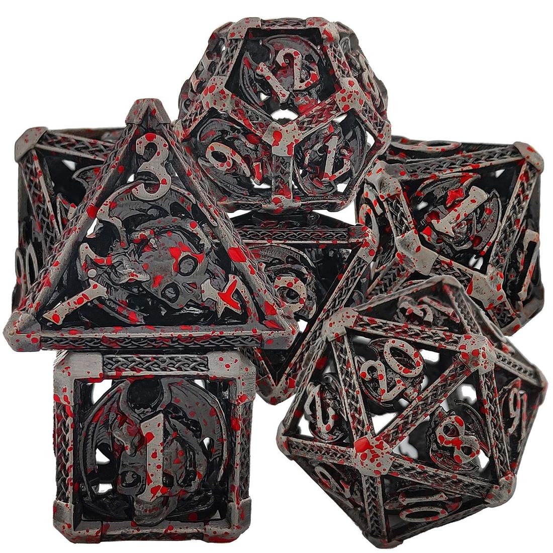 Hollow Skull Dragon Metal Dice Set