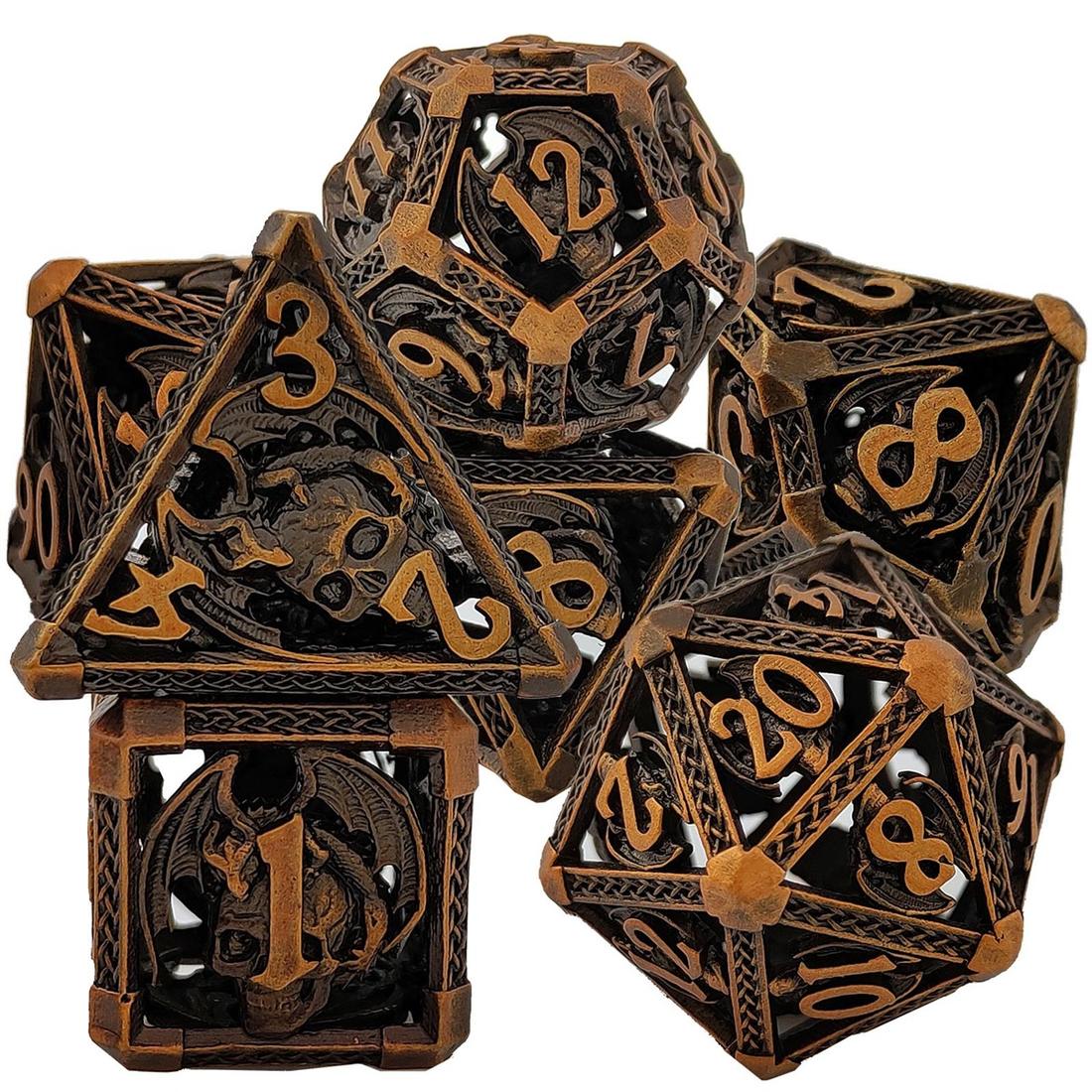 Hollow Skull Dragon Metal Dice Set photo 3