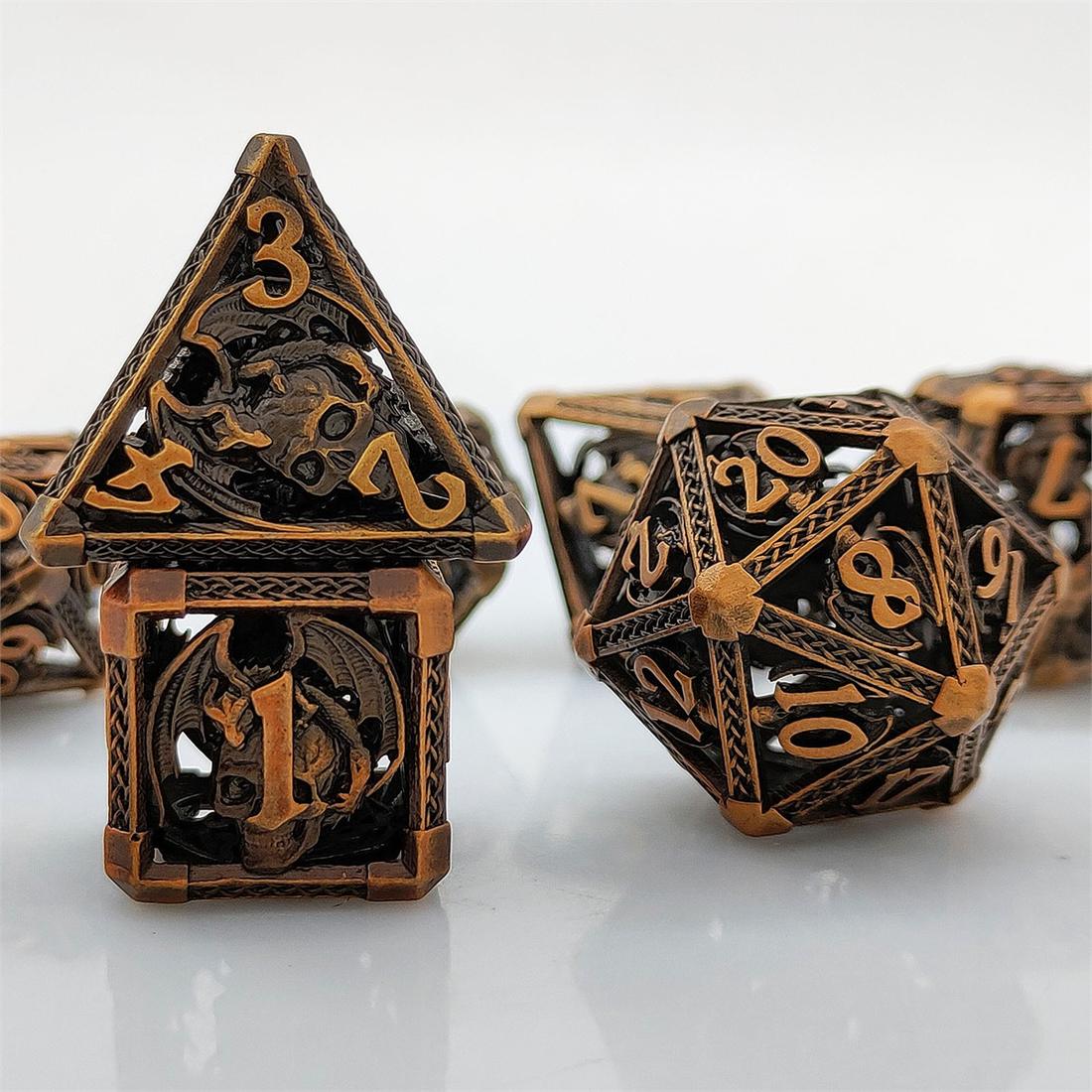 Hollow Skull Dragon Metal Dice Set photo 4