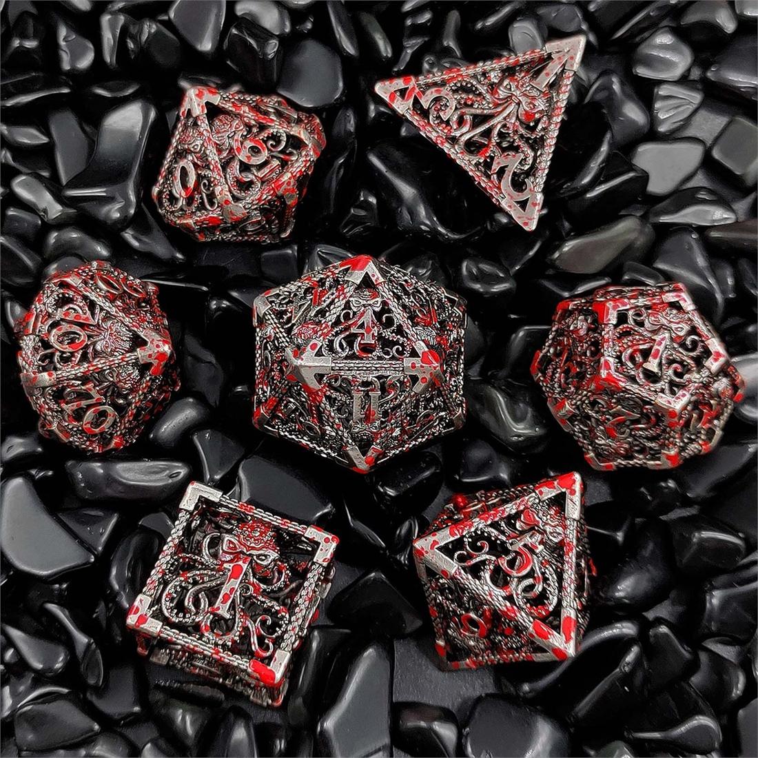 Hollow Kraken Filigree Metal Dice Set