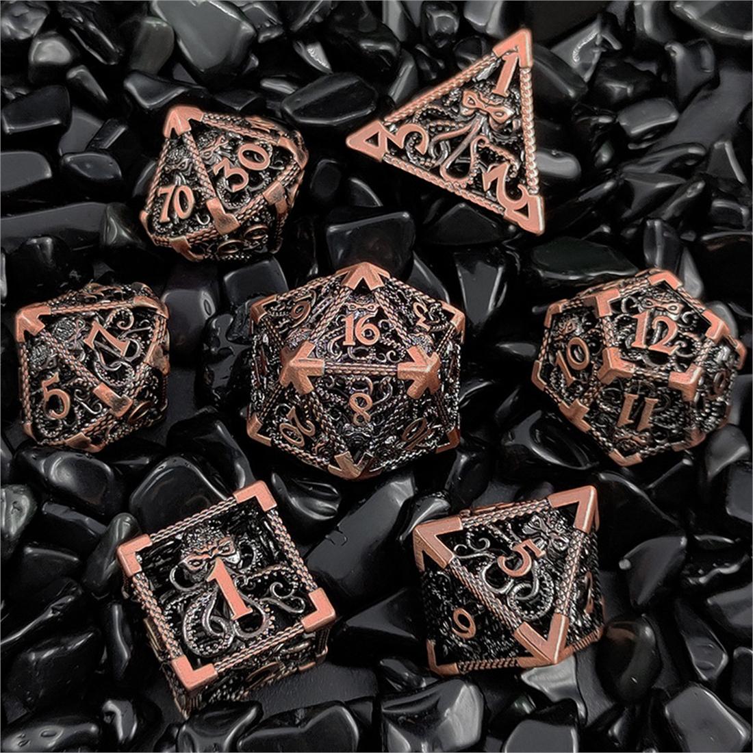 Hollow Kraken Filigree Metal Dice Set detail 2
