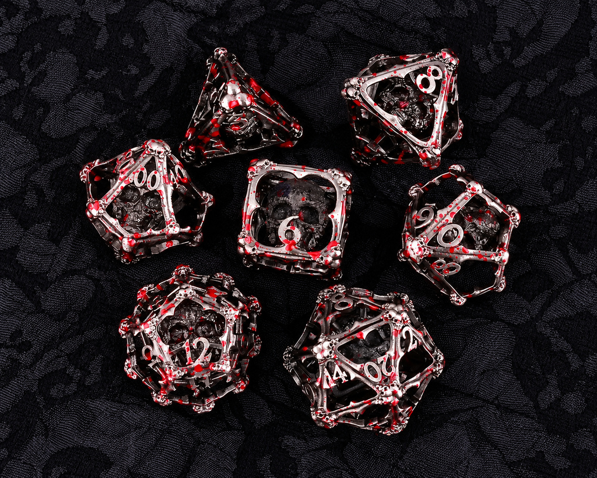 Hollow Skull Eye Cage Metal Dice Set