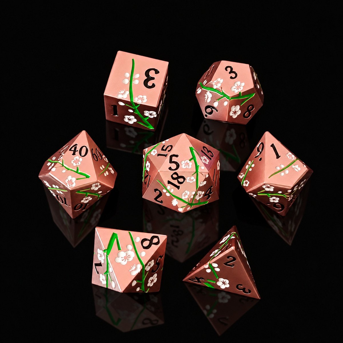 Cherry Blossom Metal Dice Set