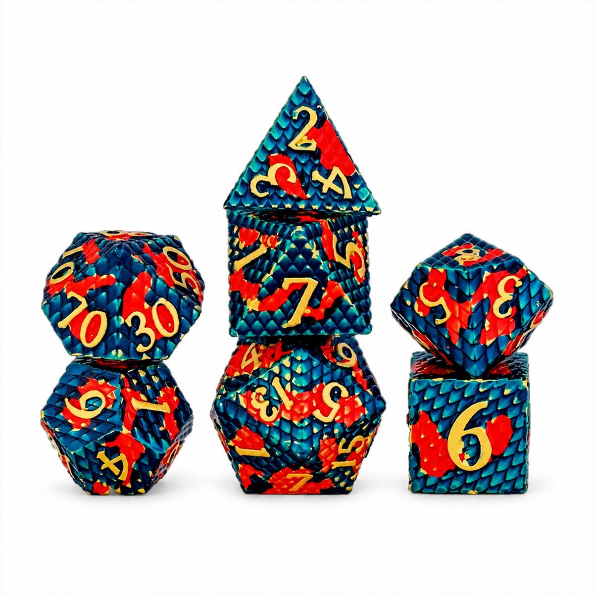 Dragon Scale Multicolor Metal Dice Set