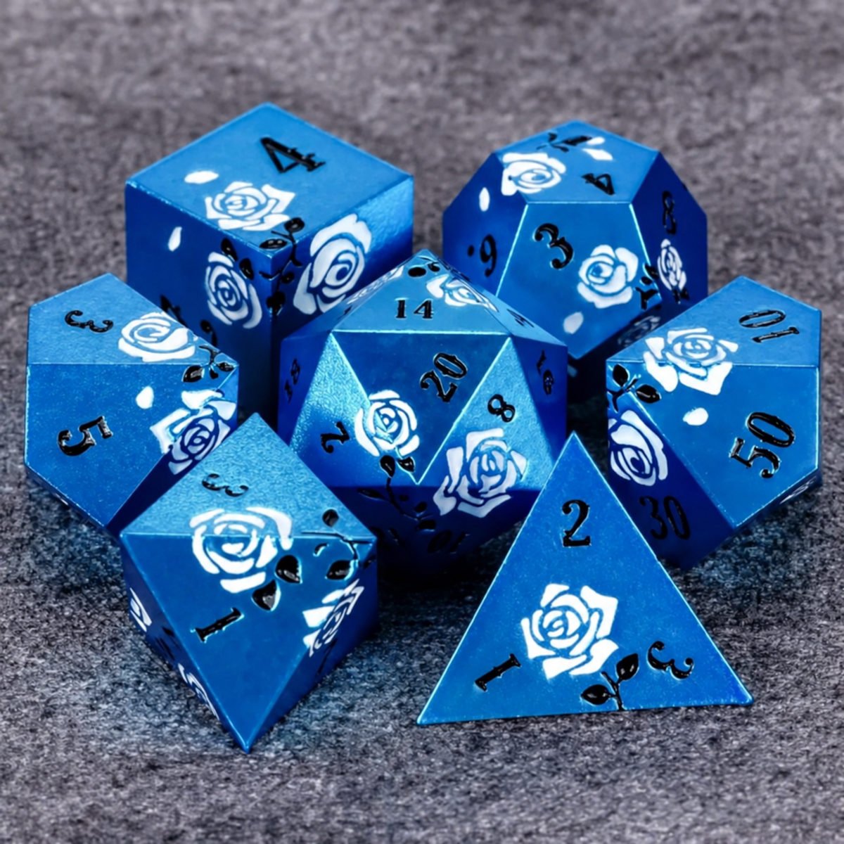 Rose Pattern Metal Dice Set