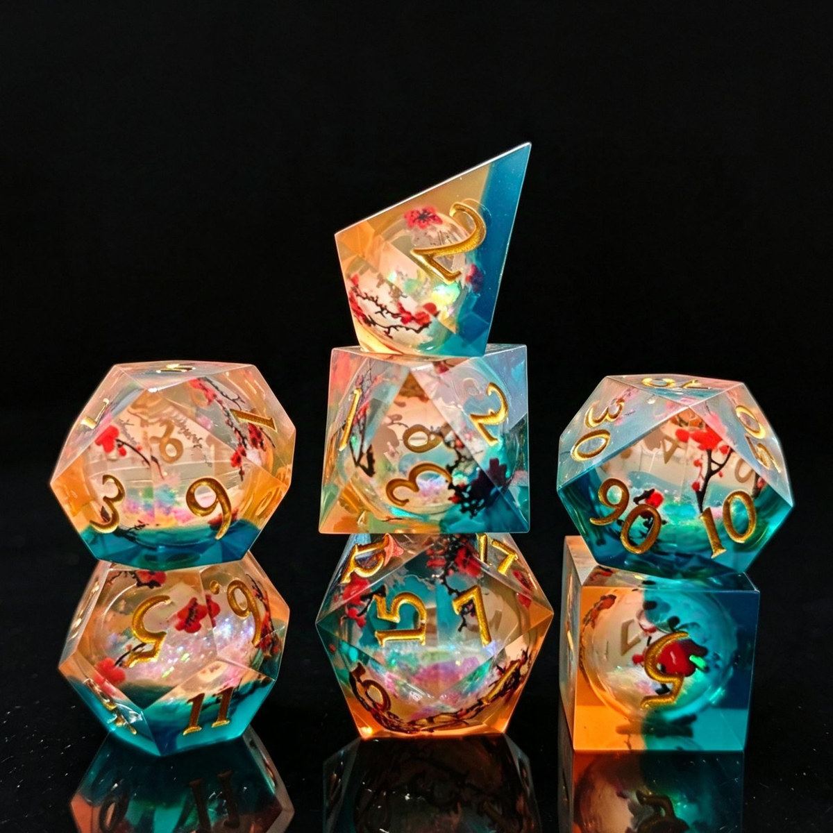 Autumn Koi Inclusion Resin Dice Set photo 3