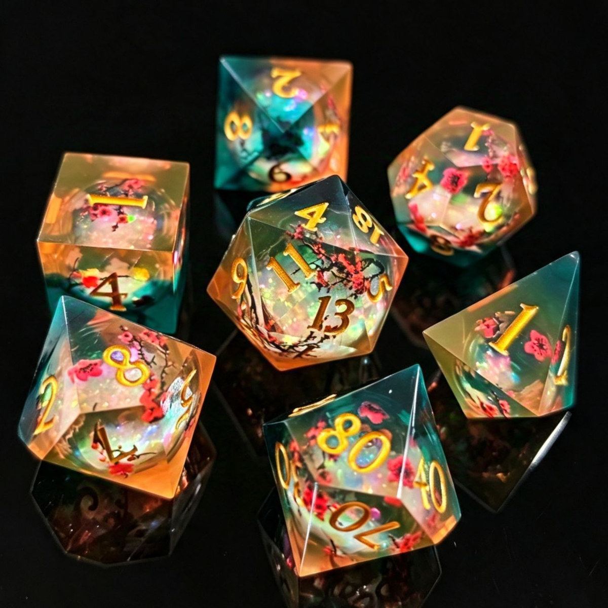 Autumn Koi Inclusion Resin Dice Set photo 4