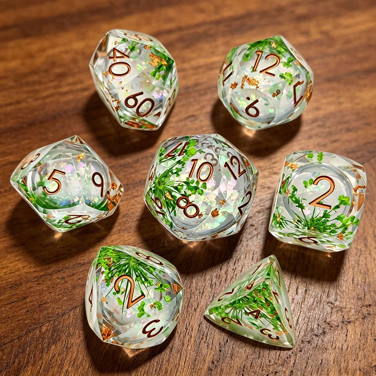 Botanical Vine Clear Resin Dice Set detail 5