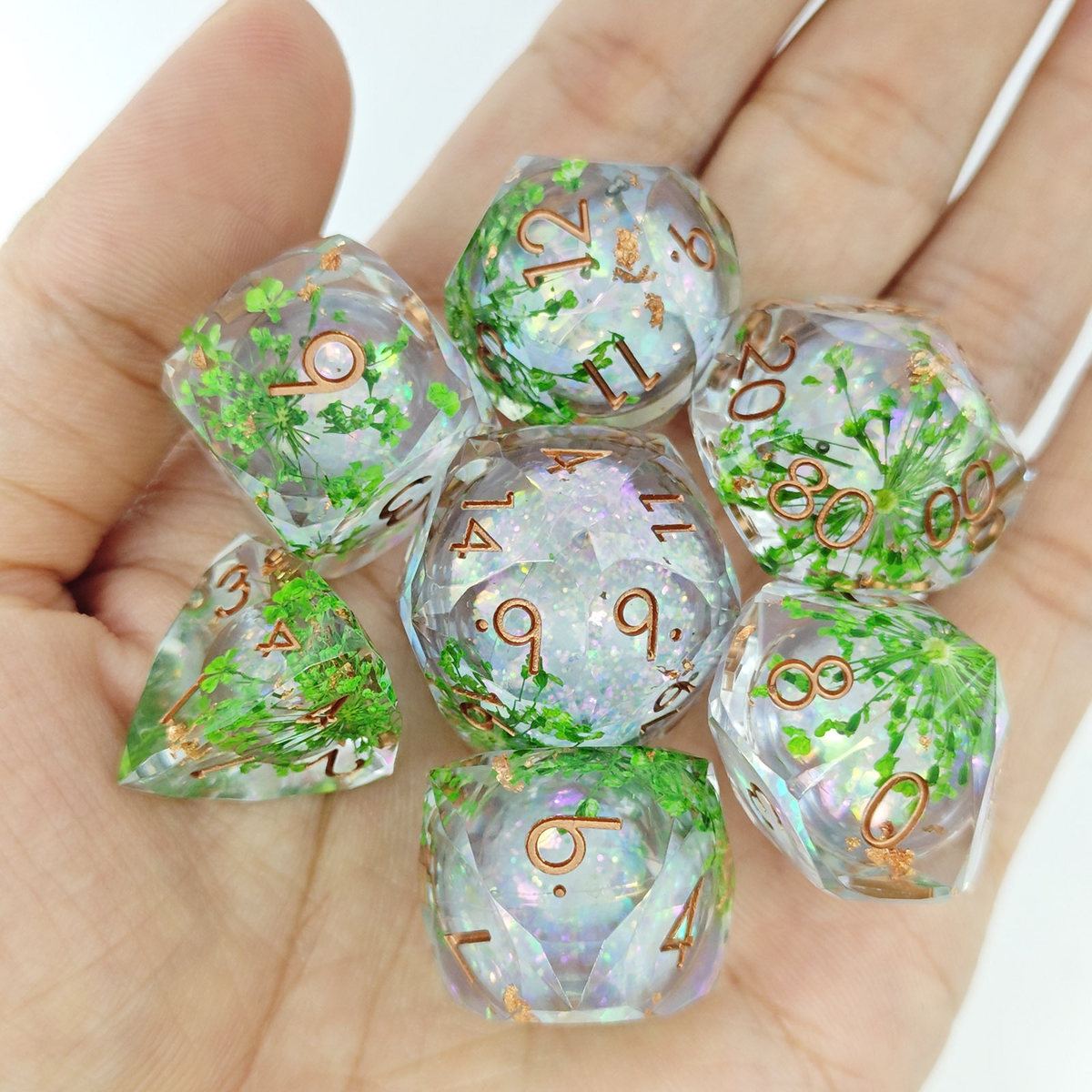 Botanical Vine Clear Resin Dice Set detail 7