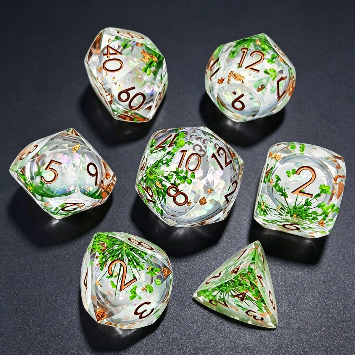 Botanical Vine Clear Resin Dice Set detail 8
