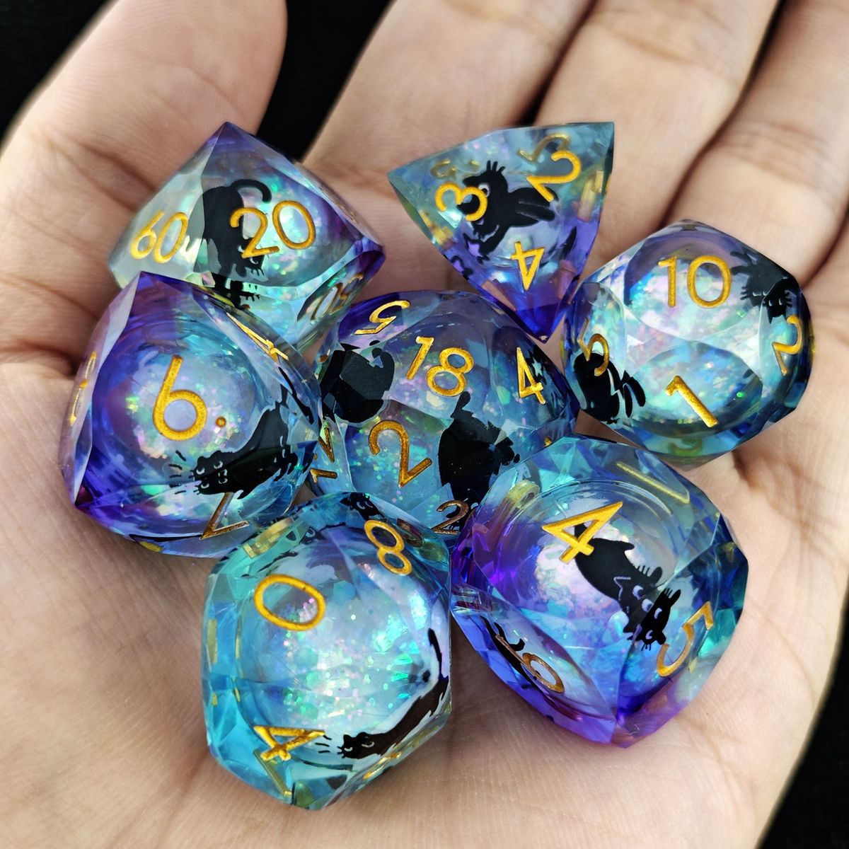 Dragon Silhouette Cloud Resin Dice Set