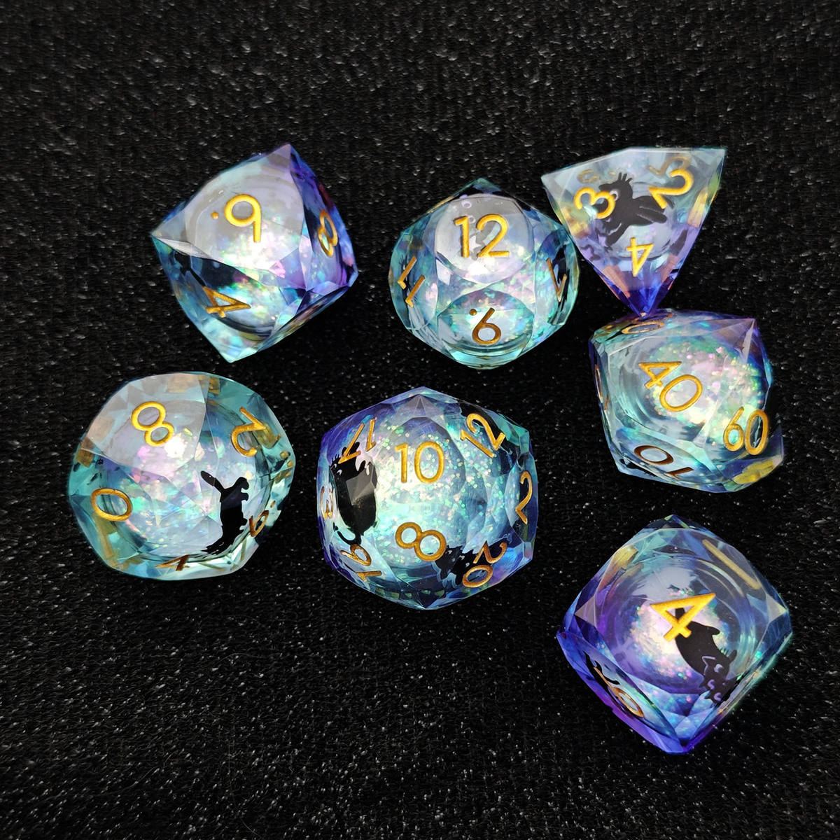 Dragon Silhouette Cloud Resin Dice Set detail 2