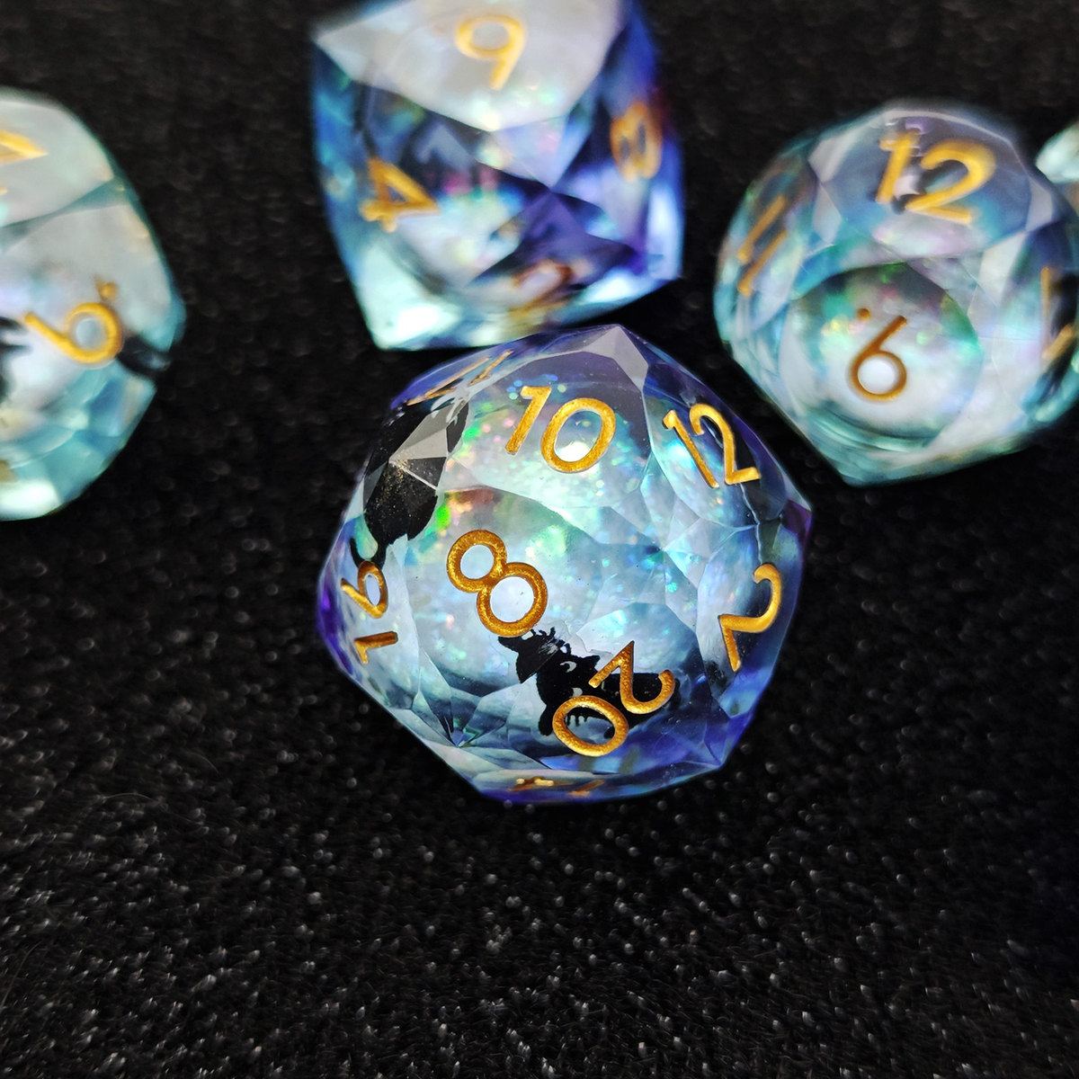 Dragon Silhouette Cloud Resin Dice Set detail 3