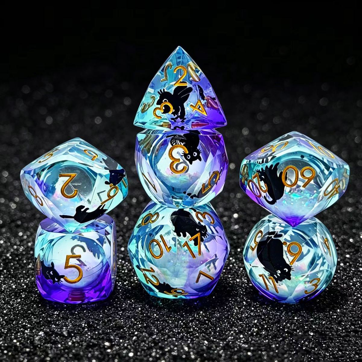 Dragon Silhouette Cloud Resin Dice Set detail 5