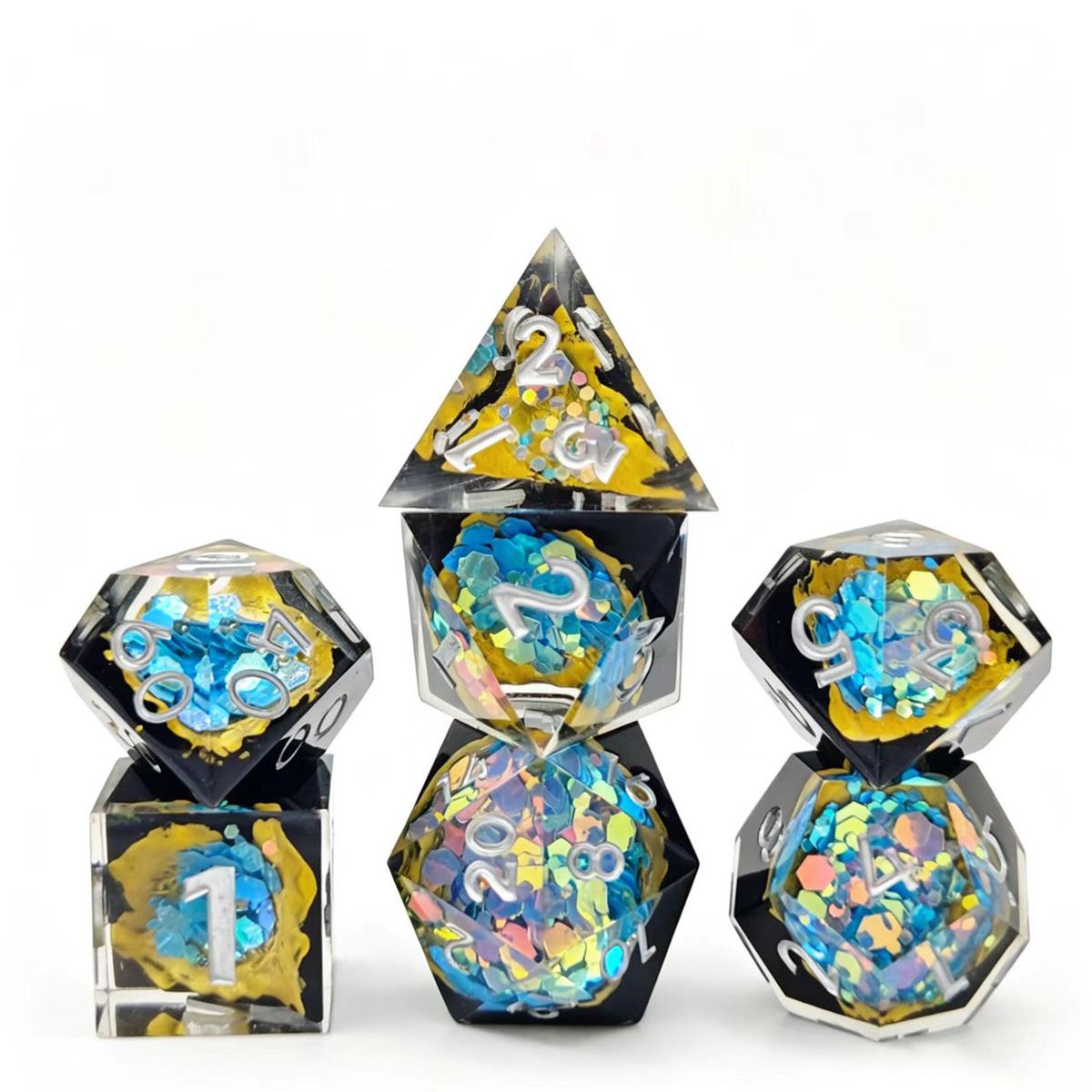 Mechanical Gear Core Resin Dice Set detail 6