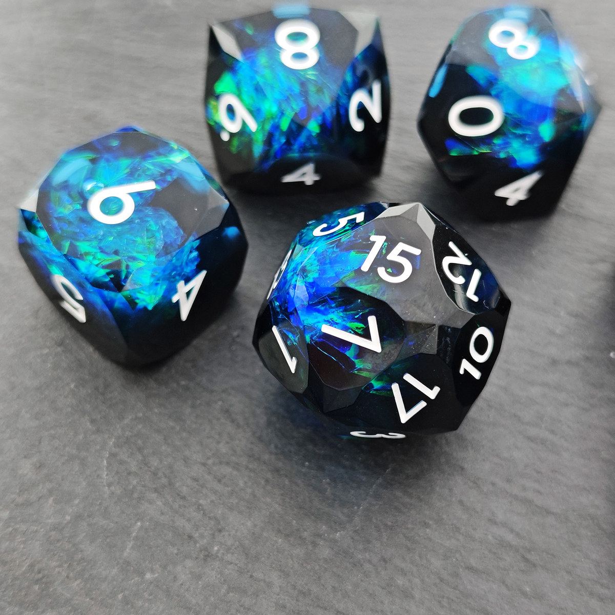 Midnight Aurora Split Resin Dice Set detail 2
