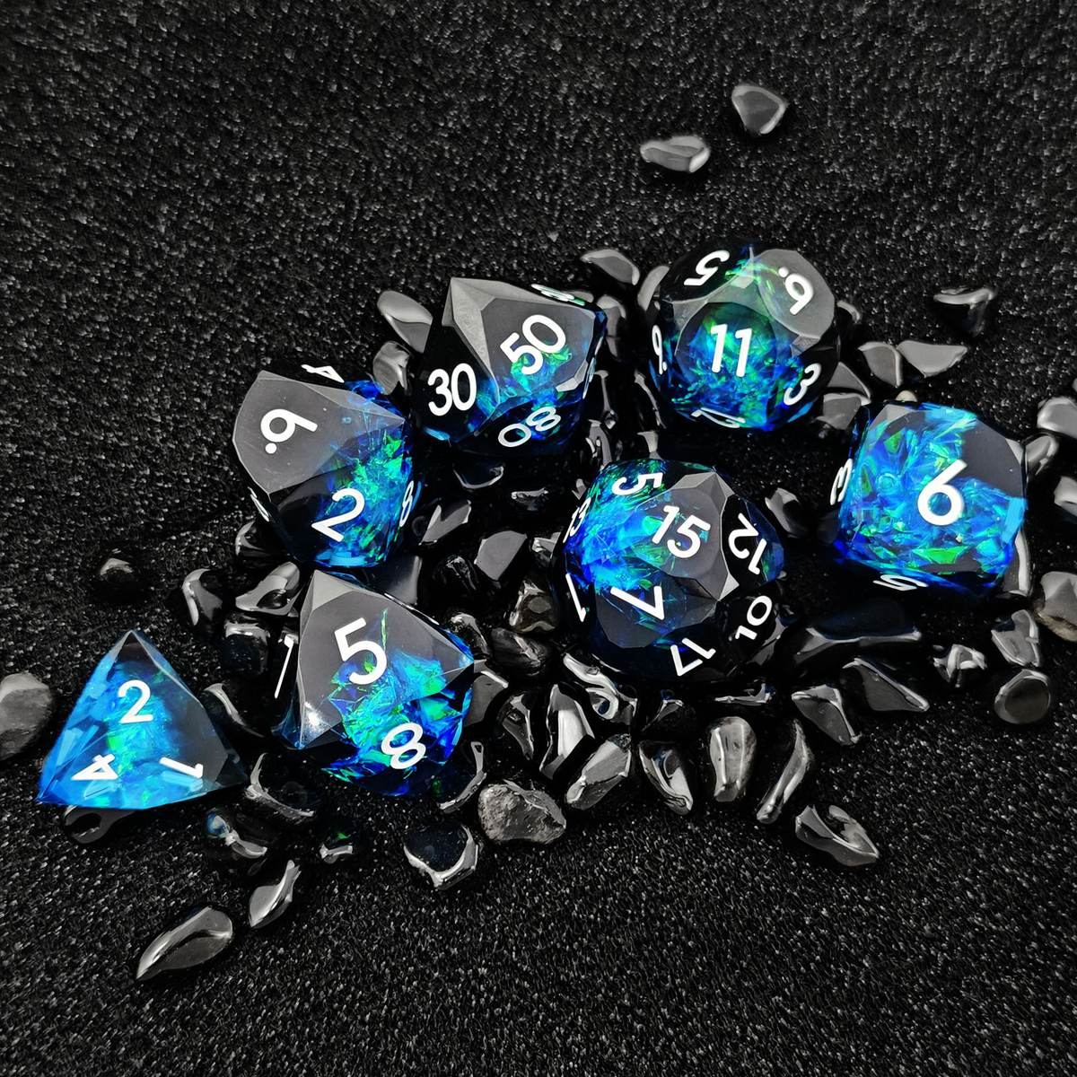 Midnight Aurora Split Resin Dice Set detail 3