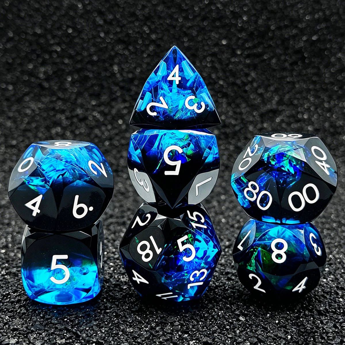 Midnight Aurora Split Resin Dice Set detail 4