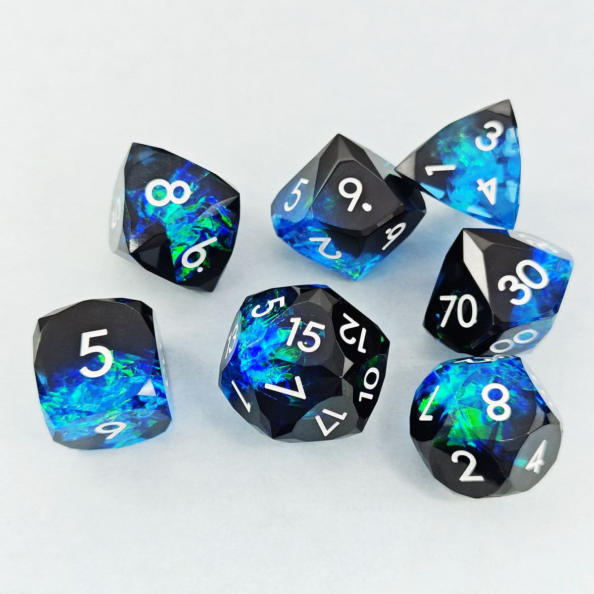 Midnight Aurora Split Resin Dice Set detail 6